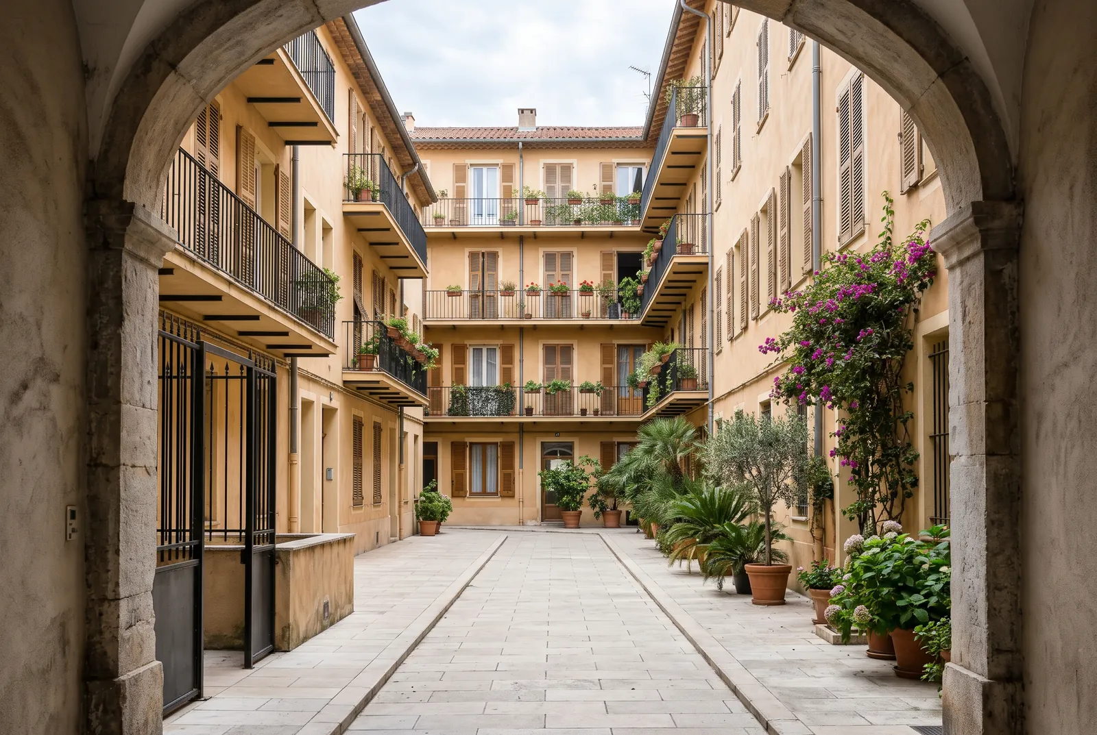 Cour intérieure d'un immeuble à Saint-Laurent-du-Var